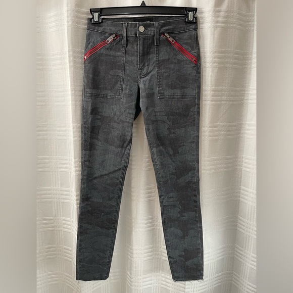 Etienne Marcel camo skinny jeans size 27 red zipper moto - Picture 1 of 10